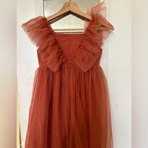 H&M Girls Rust Tulle Ruffle Formal Dress